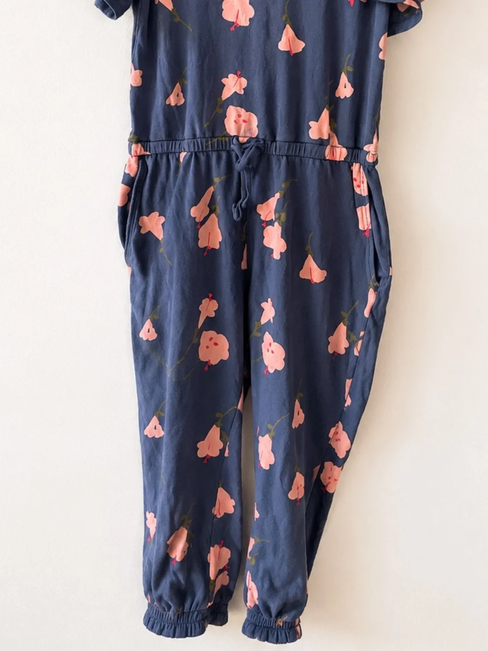 Tea Collection Floral Jumpsuit knit Ruffle Sleeve SZ Y5
